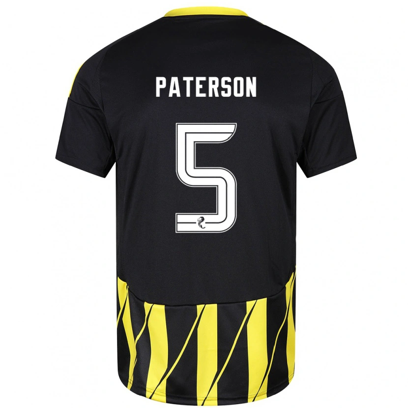 Danxen Kinderen Donna Paterson #5 Zwart Geel Uitshirt Uittenue 2024/25 T-Shirt