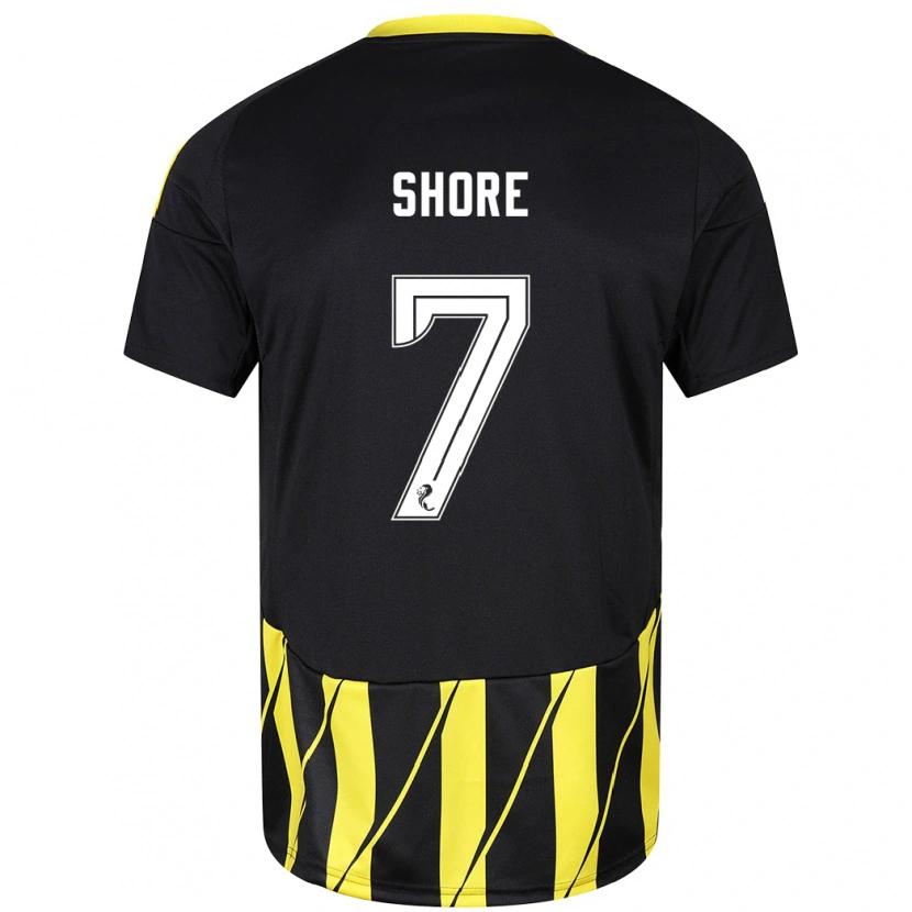 Danxen Kinderen Eilidh Shore #7 Zwart Geel Uitshirt Uittenue 2024/25 T-Shirt