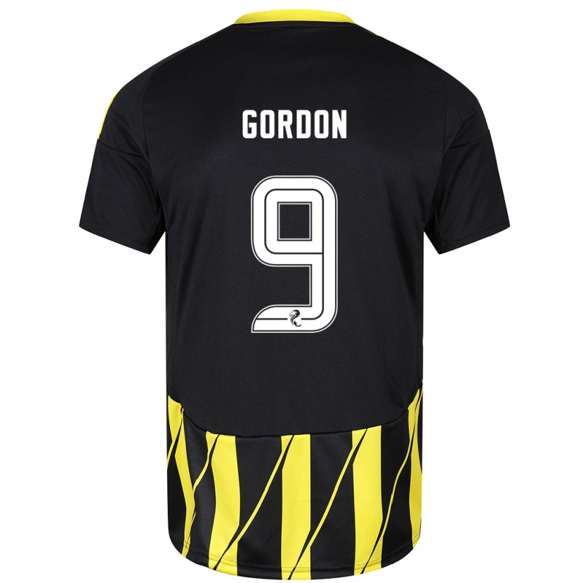 Danxen Kinderen Lauren Gordon #9 Zwart Geel Uitshirt Uittenue 2024/25 T-Shirt