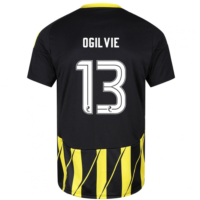 Danxen Kinderen Francesca Ogilvie #13 Zwart Geel Uitshirt Uittenue 2024/25 T-Shirt