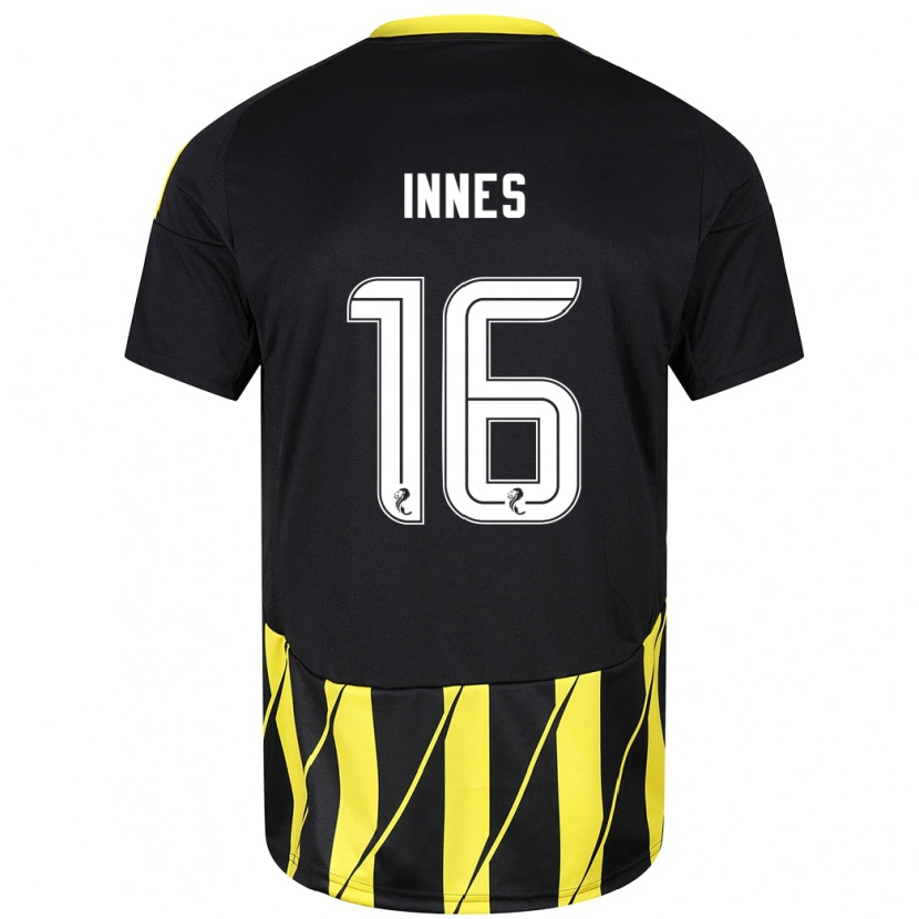 Danxen Kinderen Hannah Innes #16 Zwart Geel Uitshirt Uittenue 2024/25 T-Shirt