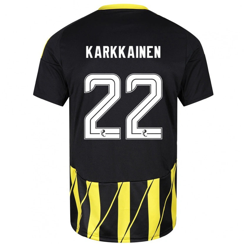 Danxen Kinderen Elena Kärkkäinen #22 Zwart Geel Uitshirt Uittenue 2024/25 T-Shirt