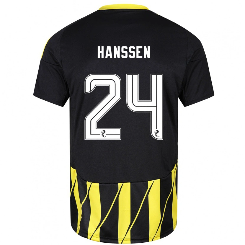 Danxen Kinderen Nadine Hanssen #24 Zwart Geel Uitshirt Uittenue 2024/25 T-Shirt