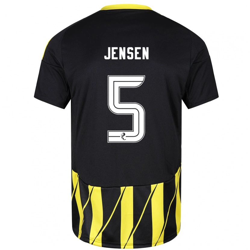 Danxen Kinderen Richard Jensen #5 Zwart Geel Uitshirt Uittenue 2024/25 T-Shirt