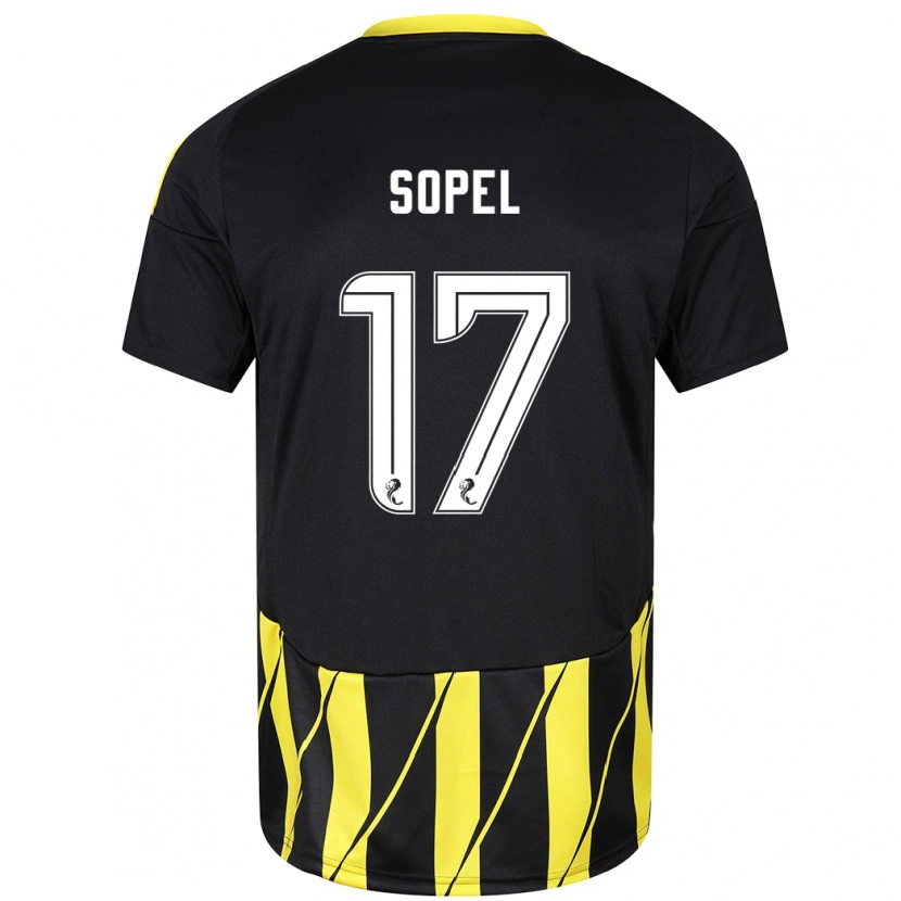 Danxen Kinderen Nadia Sopel #17 Zwart Geel Uitshirt Uittenue 2024/25 T-Shirt