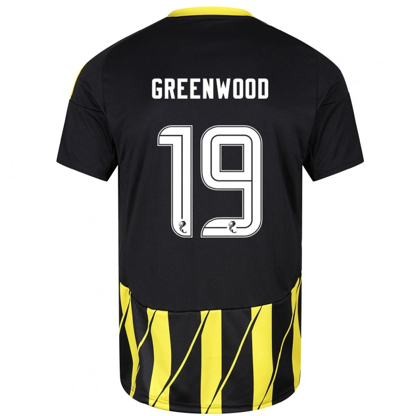 Danxen Kinderen Brodie Greenwood #19 Zwart Geel Uitshirt Uittenue 2024/25 T-Shirt