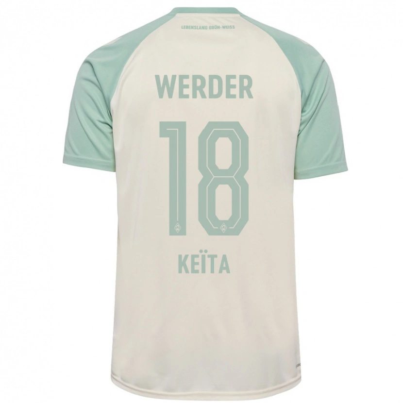 Danxen Kinderen Naby Keïta #18 Off-White Lichtgroen Uitshirt Uittenue 2024/25 T-Shirt