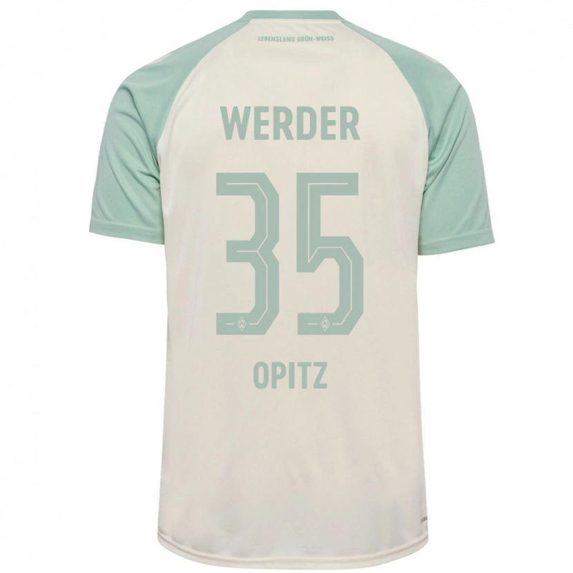 Danxen Kinderen Leon Opitz #35 Off-White Lichtgroen Uitshirt Uittenue 2024/25 T-Shirt