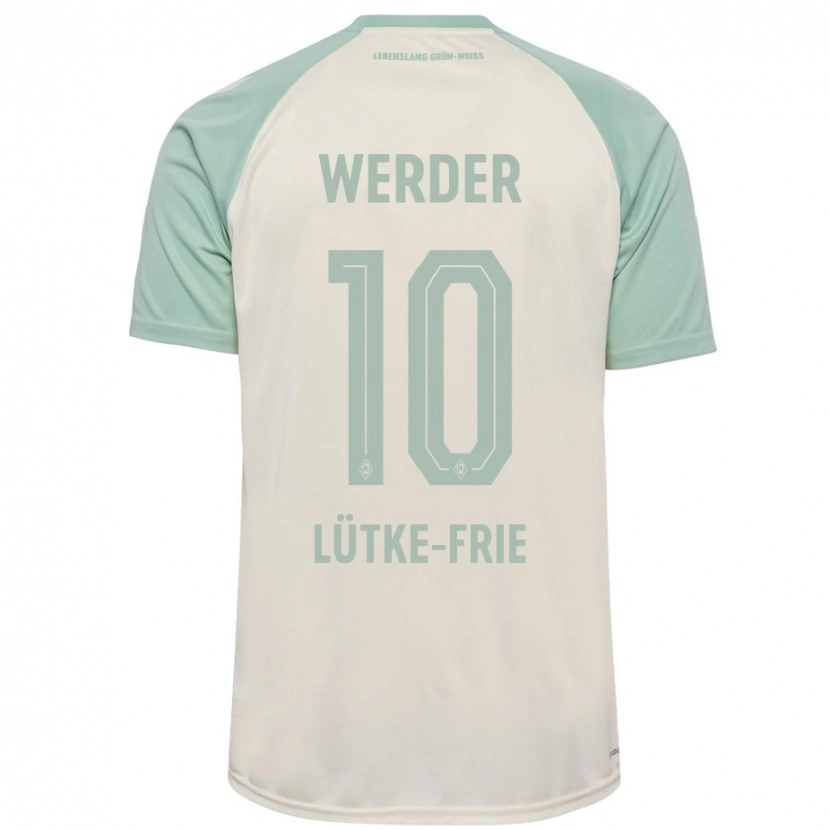 Danxen Kinderen Dennis Lütke-Frie #10 Off-White Lichtgroen Uitshirt Uittenue 2024/25 T-Shirt