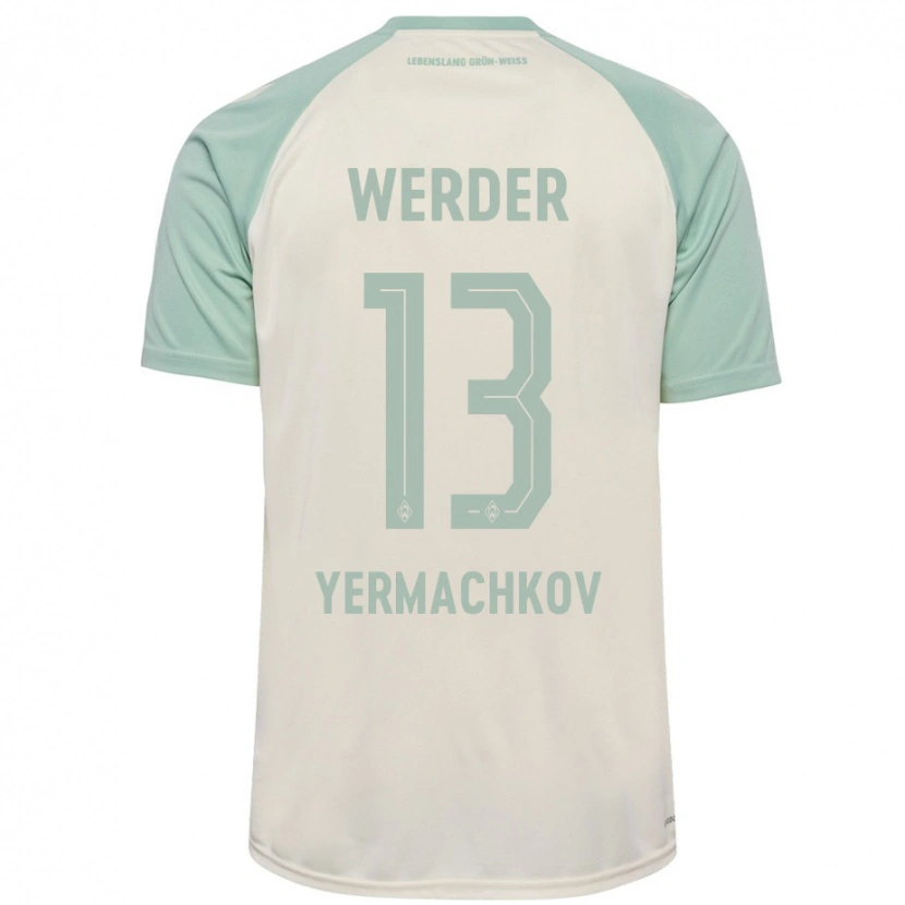 Danxen Kinderen Ivan Yermachkov #13 Off-White Lichtgroen Uitshirt Uittenue 2024/25 T-Shirt