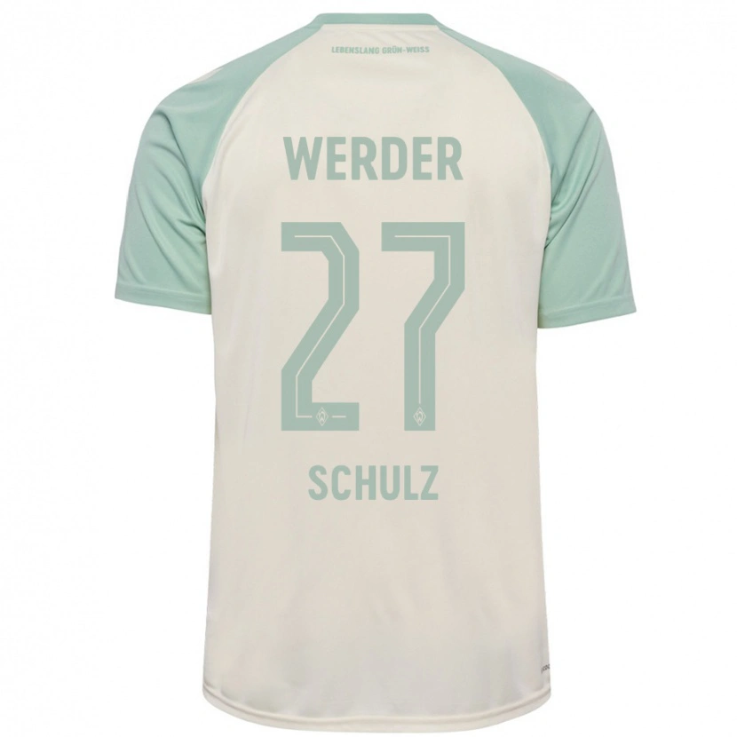 Danxen Kinderen Ole Schulz #27 Off-White Lichtgroen Uitshirt Uittenue 2024/25 T-Shirt