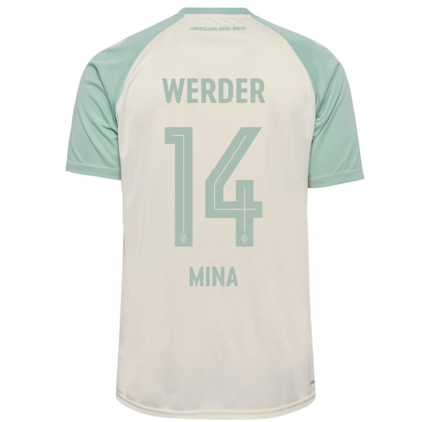 Danxen Kinderen Johan Mina #14 Off-White Lichtgroen Uitshirt Uittenue 2024/25 T-Shirt