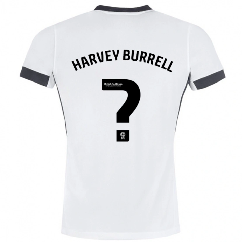 Danxen Kinderen William Harvey Burrell #0 Wit Zwart Uitshirt Uittenue 2024/25 T-Shirt