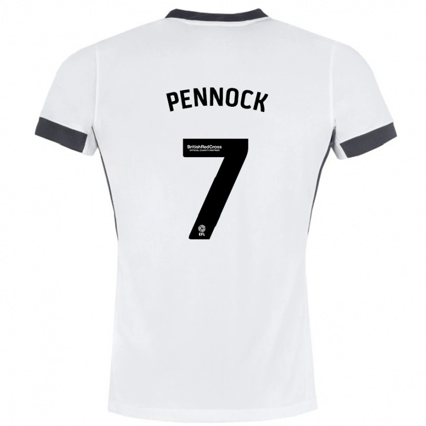 Danxen Kinderen Jade Pennock #7 Wit Zwart Uitshirt Uittenue 2024/25 T-Shirt