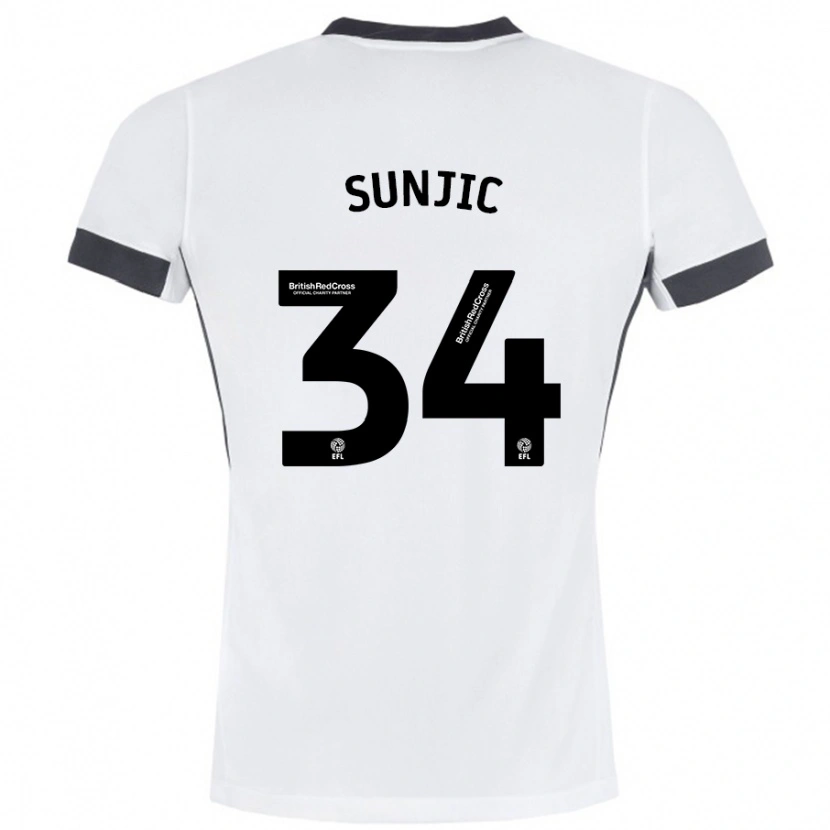 Danxen Kinderen Ivan Sunjic #34 Wit Zwart Uitshirt Uittenue 2024/25 T-Shirt