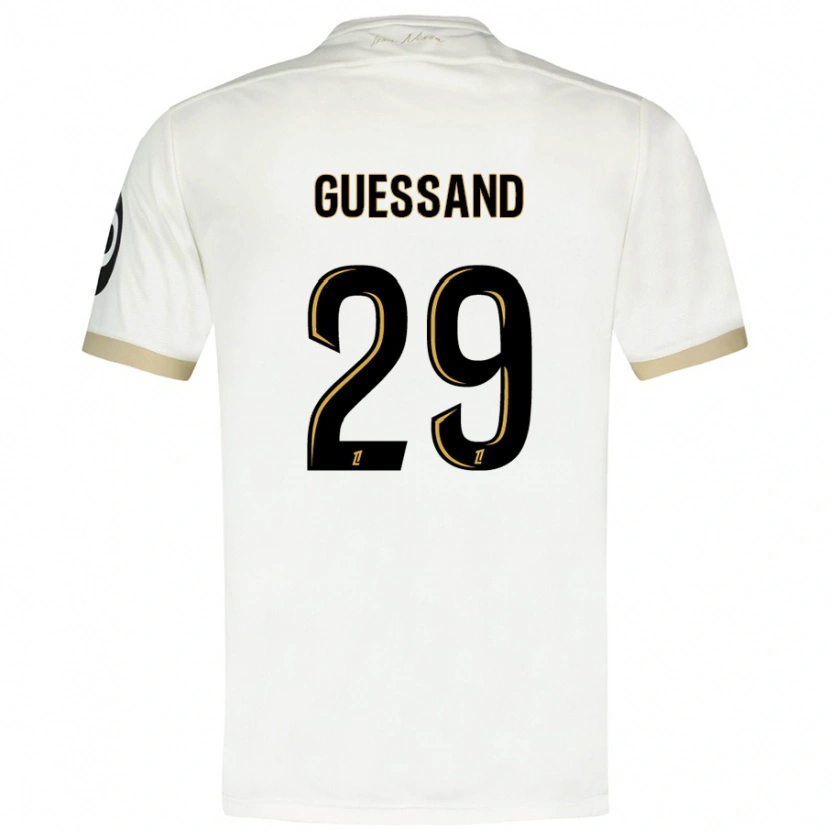 Danxen Kinderen Evann Guessand #29 Wit Goud Uitshirt Uittenue 2024/25 T-Shirt