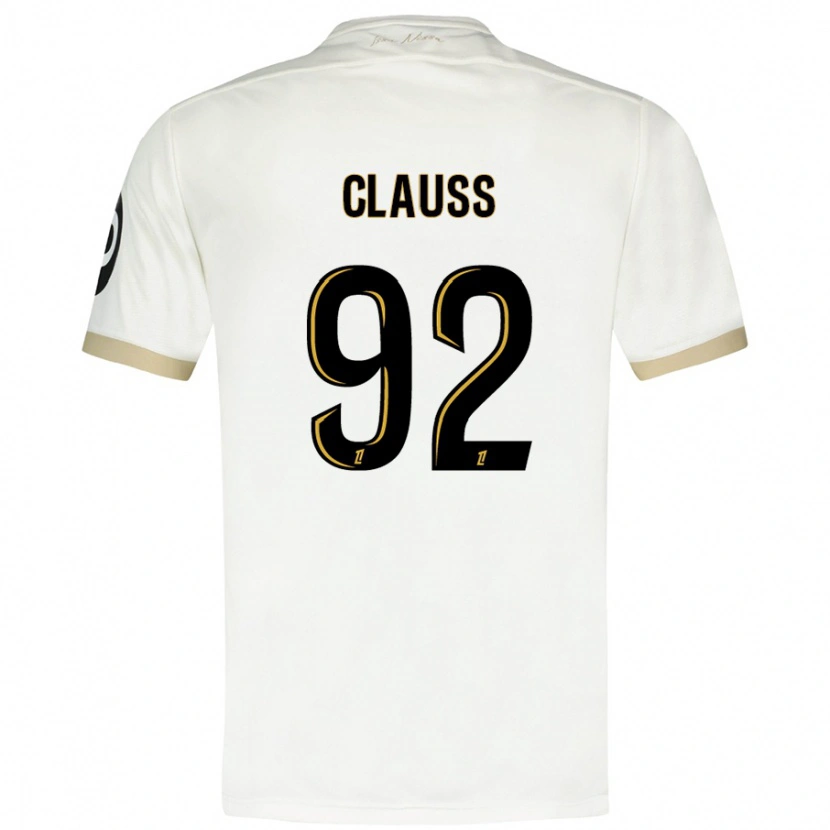 Danxen Kinderen Jonathan Clauss #92 Wit Goud Uitshirt Uittenue 2024/25 T-Shirt