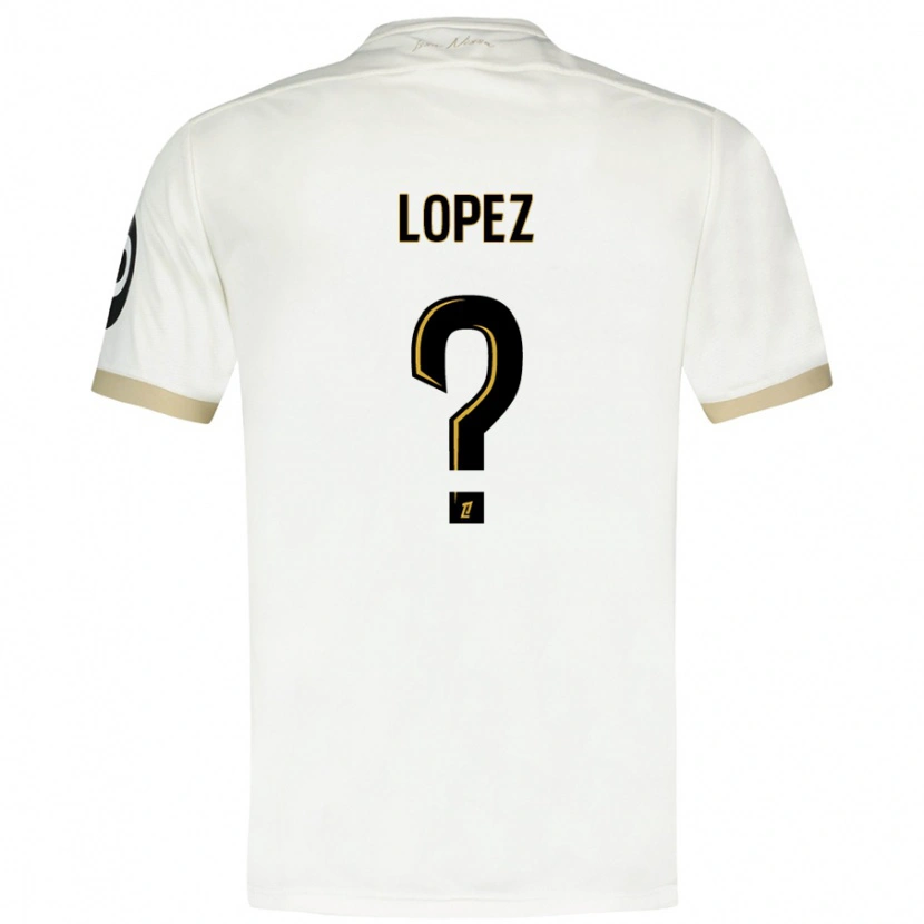 Danxen Kinderen Kylian Lopez #0 Wit Goud Uitshirt Uittenue 2024/25 T-Shirt