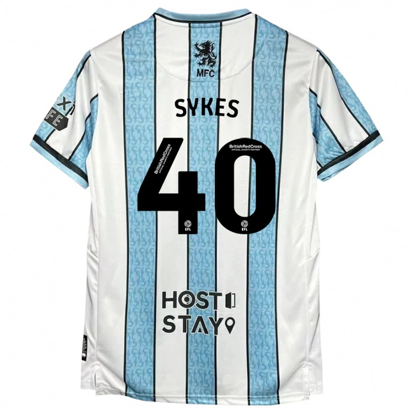 Danxen Kinderen Cain Sykes #40 Witblauw Uitshirt Uittenue 2024/25 T-Shirt