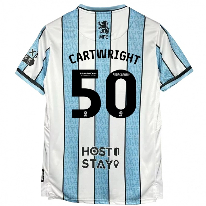 Danxen Kinderen Fin Cartwright #50 Witblauw Uitshirt Uittenue 2024/25 T-Shirt