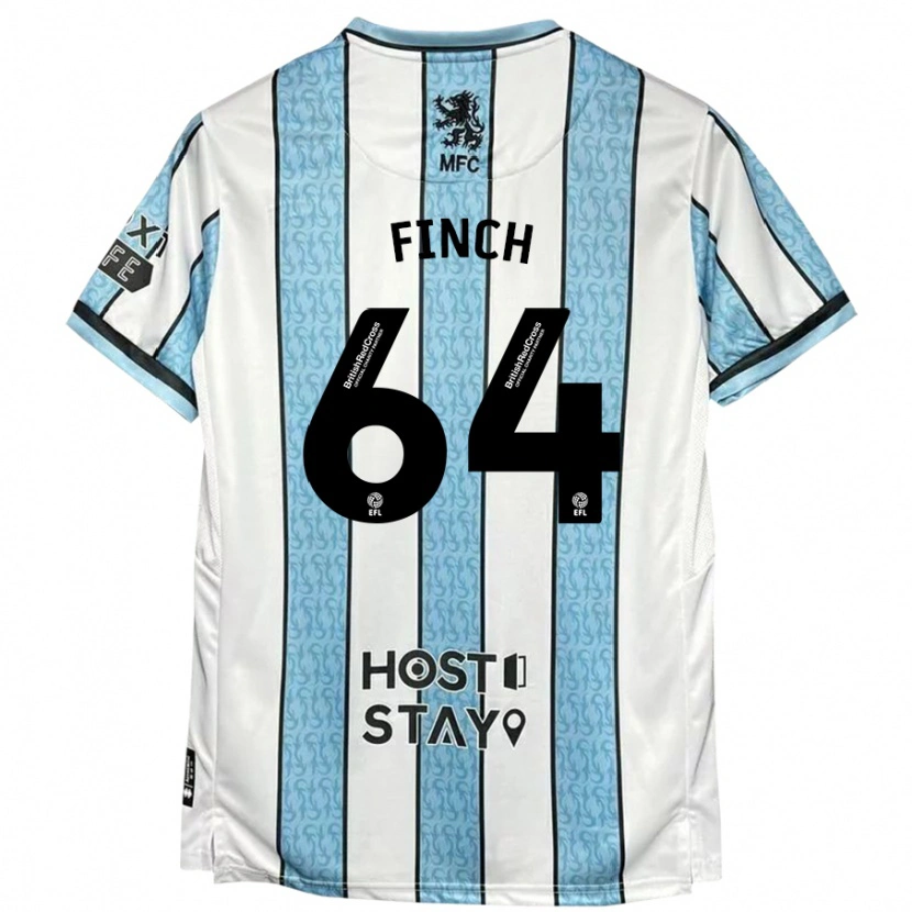 Danxen Kinderen Sonny Finch #64 Witblauw Uitshirt Uittenue 2024/25 T-Shirt