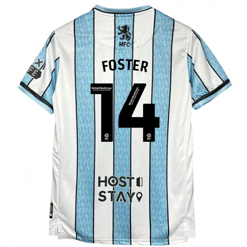 Danxen Kinderen Emma Foster #14 Witblauw Uitshirt Uittenue 2024/25 T-Shirt