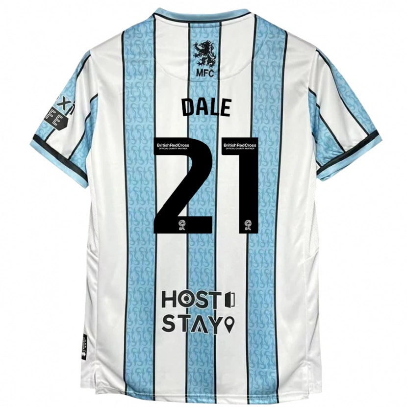 Danxen Kinderen Faye Dale #21 Witblauw Uitshirt Uittenue 2024/25 T-Shirt