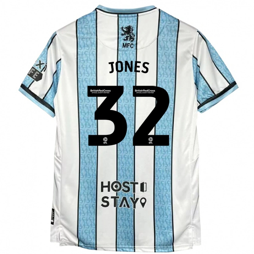 Danxen Kinderen Jamie Jones #32 Witblauw Uitshirt Uittenue 2024/25 T-Shirt