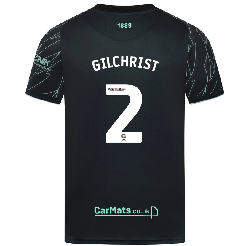 Danxen Kinderen Alfie Gilchrist #2 Zwart Groen Uitshirt Uittenue 2024/25 T-Shirt