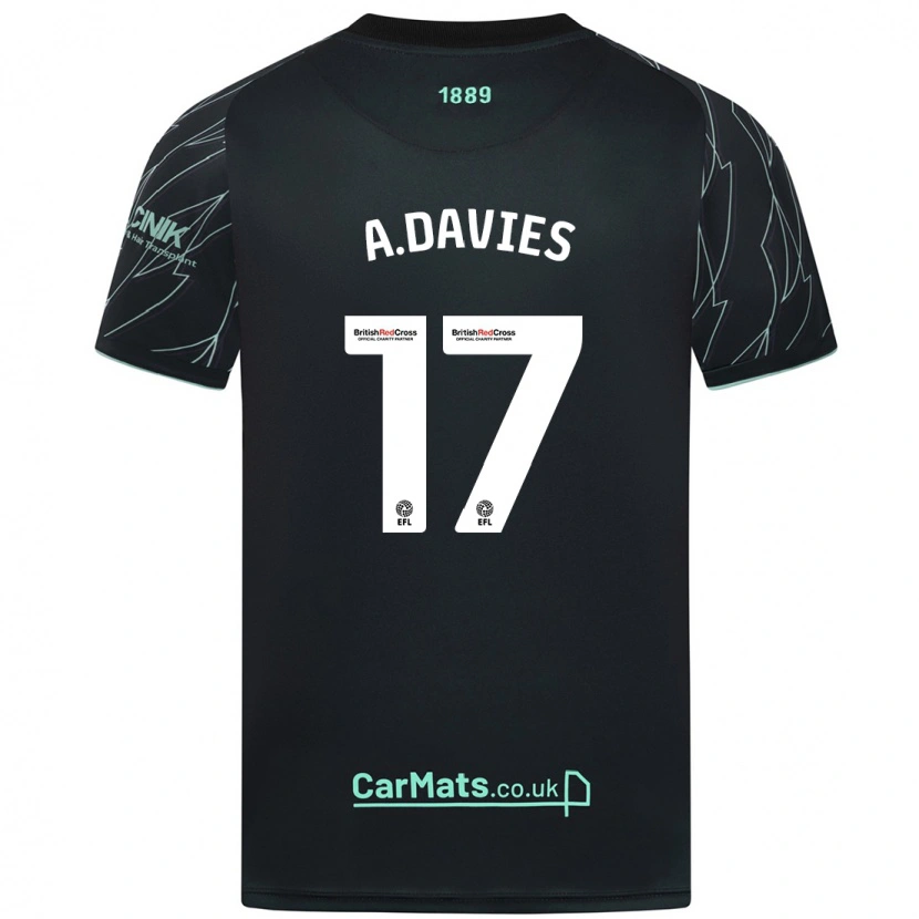 Danxen Kinderen Adam Davies #17 Zwart Groen Uitshirt Uittenue 2024/25 T-Shirt