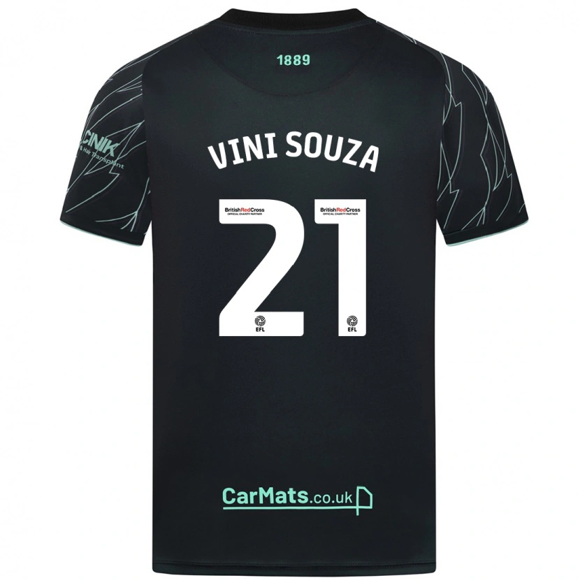 Danxen Kinderen Vini Souza #21 Zwart Groen Uitshirt Uittenue 2024/25 T-Shirt