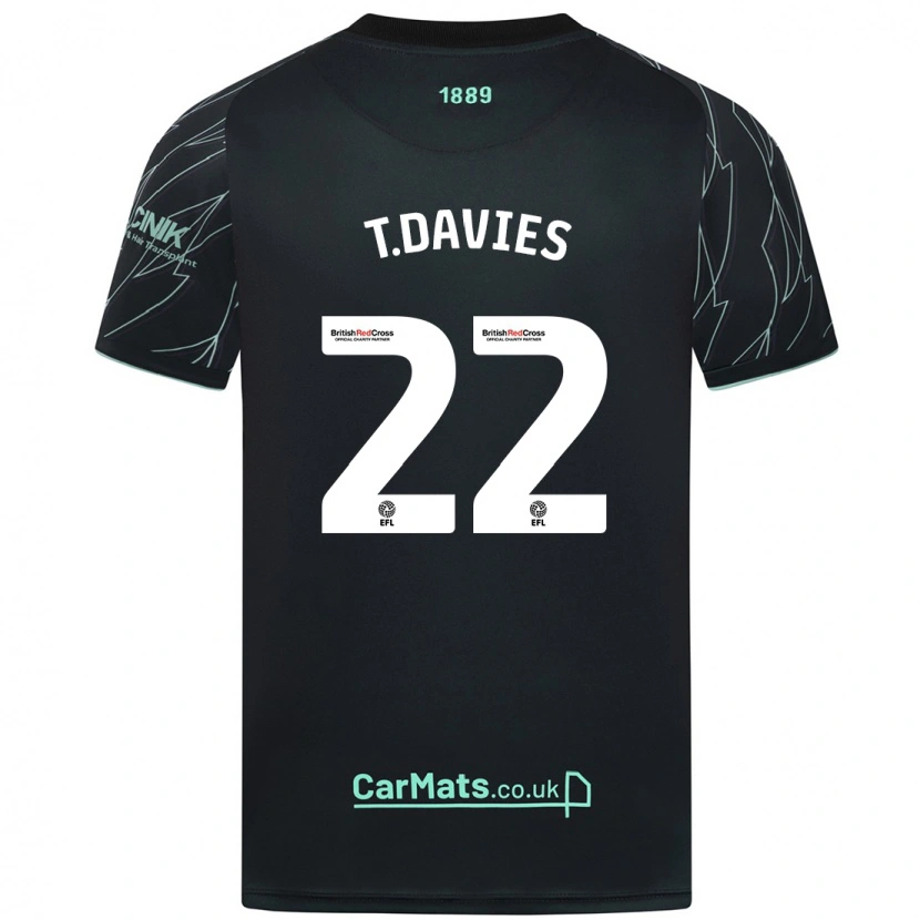 Danxen Kinderen Tom Davies #22 Zwart Groen Uitshirt Uittenue 2024/25 T-Shirt