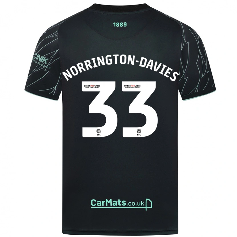 Danxen Kinderen Rhys Norrington-Davies #33 Zwart Groen Uitshirt Uittenue 2024/25 T-Shirt