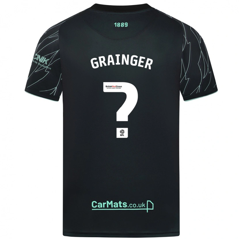 Danxen Kinderen Benjamin Grainger #0 Zwart Groen Uitshirt Uittenue 2024/25 T-Shirt