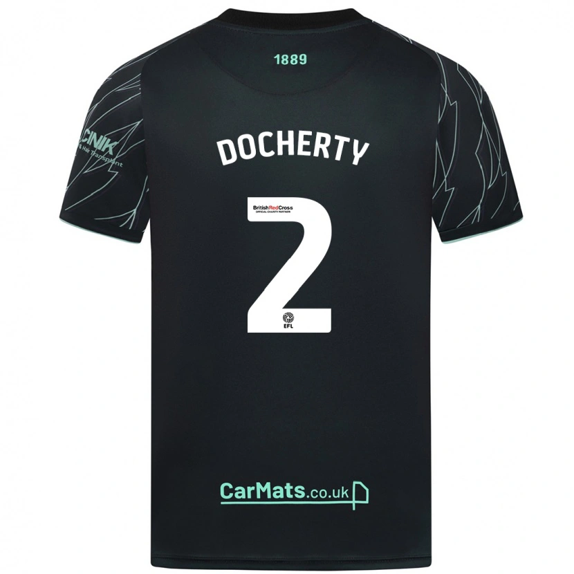 Danxen Kinderen Charley Docherty #2 Zwart Groen Uitshirt Uittenue 2024/25 T-Shirt