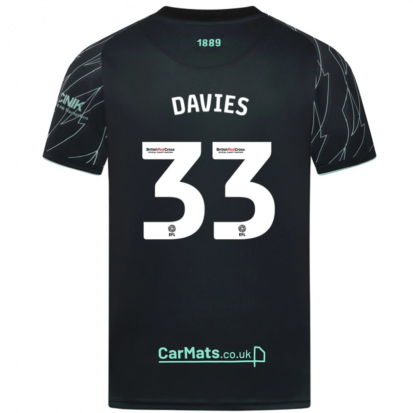 Danxen Kinderen Bethan Davies #33 Zwart Groen Uitshirt Uittenue 2024/25 T-Shirt