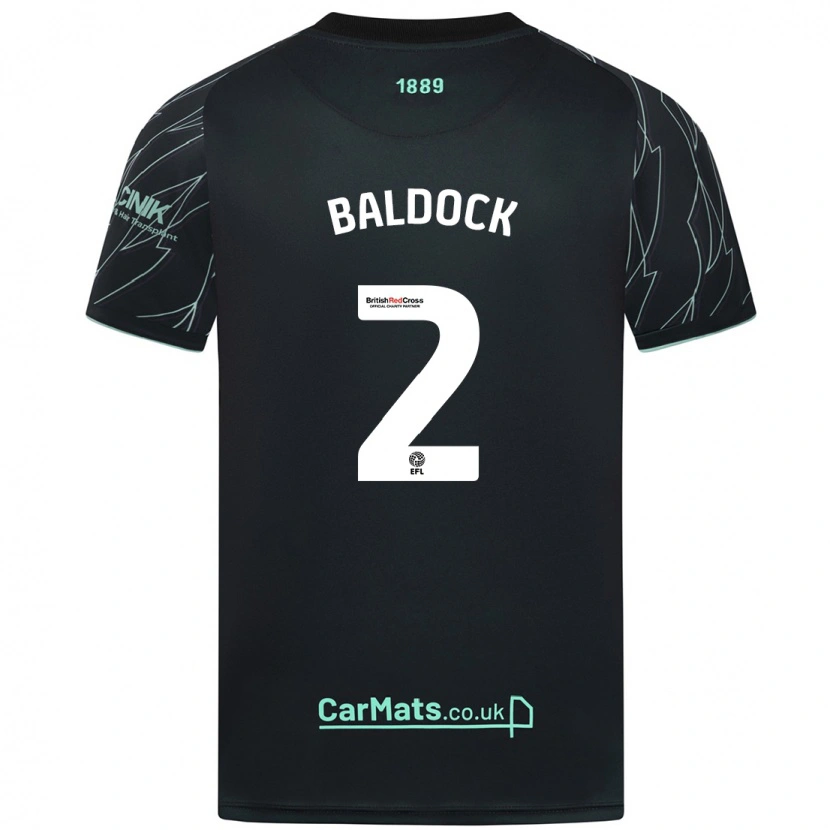 Danxen Kinderen George Baldock #2 Zwart Groen Uitshirt Uittenue 2024/25 T-Shirt