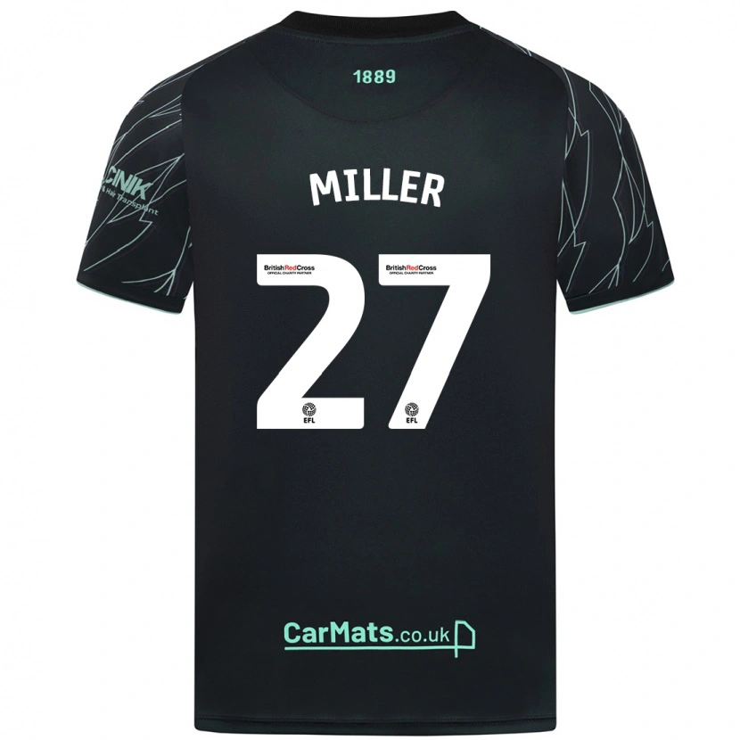 Danxen Kinderen Lara Miller #27 Zwart Groen Uitshirt Uittenue 2024/25 T-Shirt