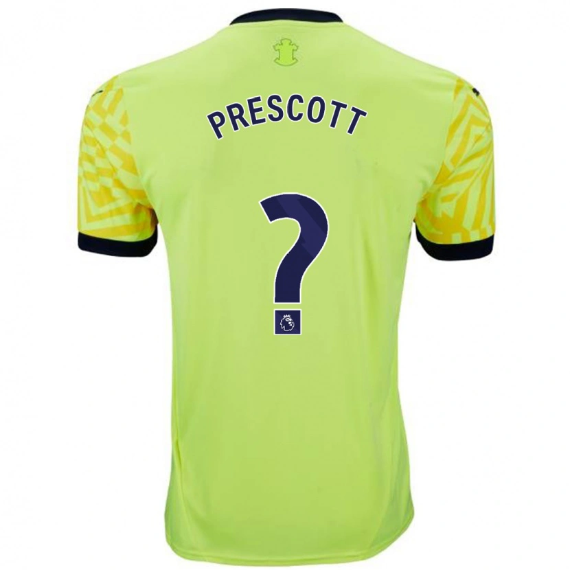 Danxen Kinderen Alfie Prescott #0 Geel Uitshirt Uittenue 2024/25 T-Shirt