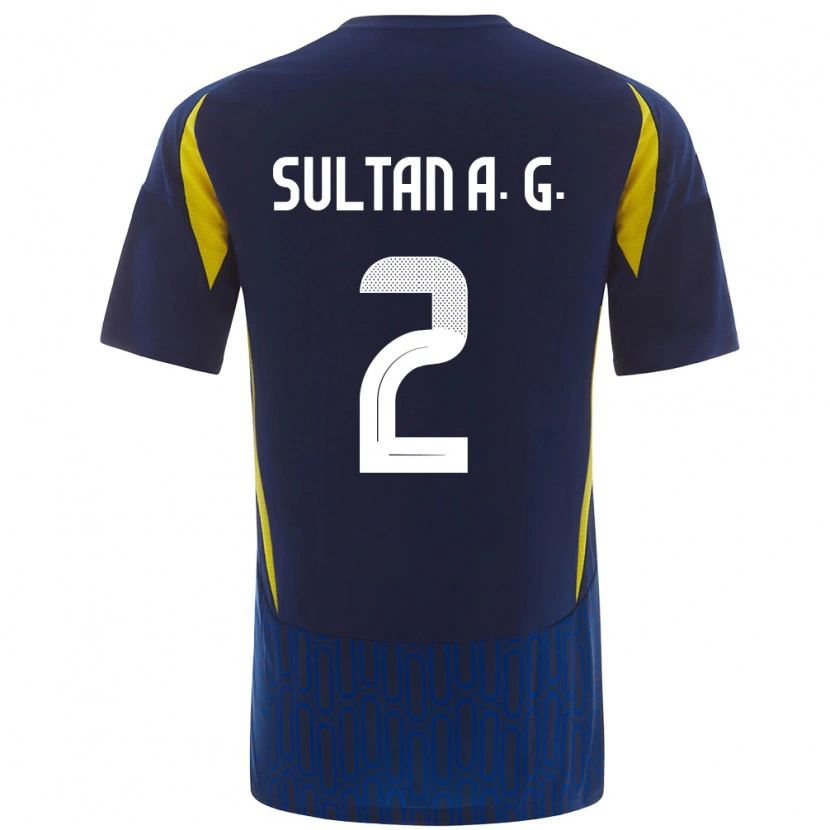 Danxen Kinderen Sultan Al-Ghannam #2 Blauw Geel Uitshirt Uittenue 2024/25 T-Shirt