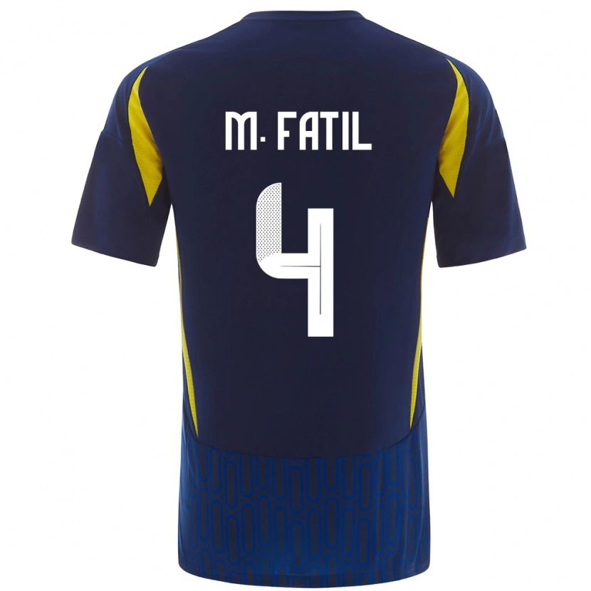 Danxen Kinderen Mohammed Al-Fatil #4 Blauw Geel Uitshirt Uittenue 2024/25 T-Shirt