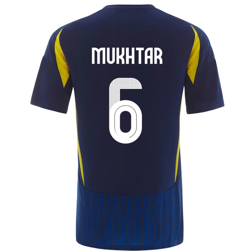 Danxen Kinderen Mukhtar Ali #6 Blauw Geel Uitshirt Uittenue 2024/25 T-Shirt