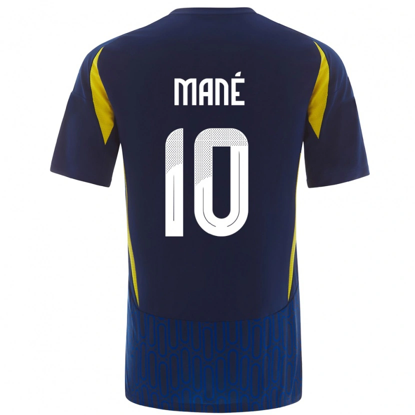 Danxen Kinderen Sadio Mané #10 Blauw Geel Uitshirt Uittenue 2024/25 T-Shirt