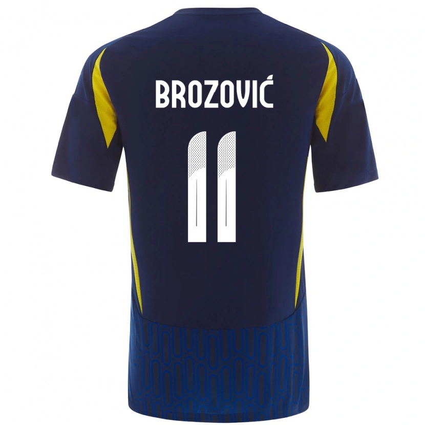 Danxen Kinderen Marcelo Brozovic #11 Blauw Geel Uitshirt Uittenue 2024/25 T-Shirt