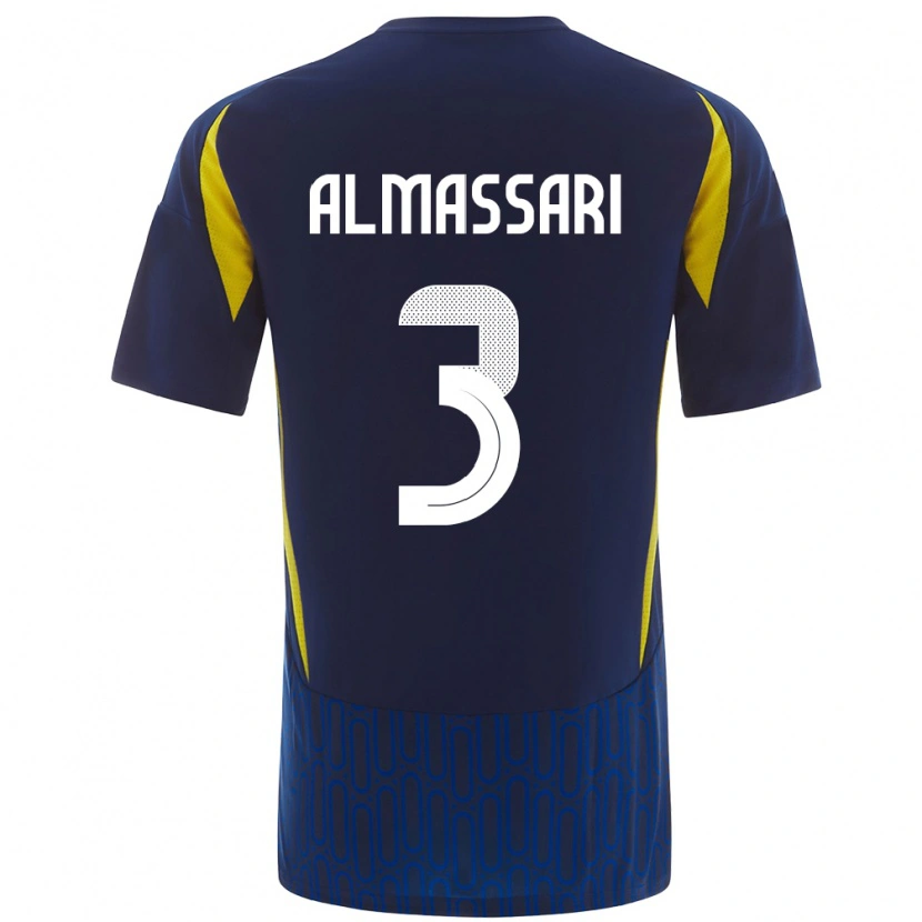 Danxen Kinderen Wadha Almassari #3 Blauw Geel Uitshirt Uittenue 2024/25 T-Shirt