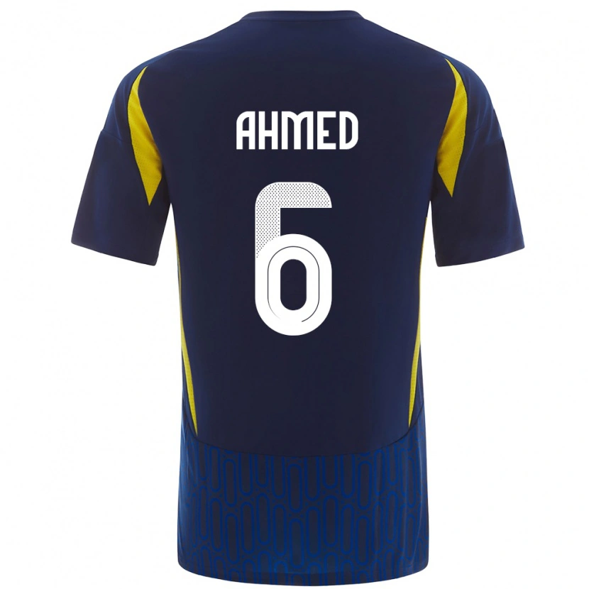 Danxen Kinderen Aseel Ahmed #6 Blauw Geel Uitshirt Uittenue 2024/25 T-Shirt