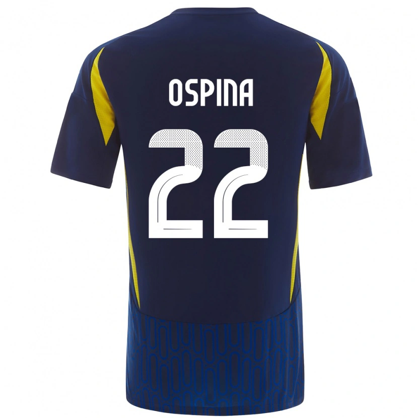 Danxen Kinderen David Ospina #22 Blauw Geel Uitshirt Uittenue 2024/25 T-Shirt