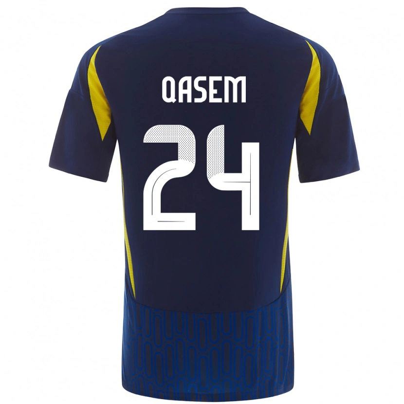 Danxen Kinderen Mohammed Qasem #24 Blauw Geel Uitshirt Uittenue 2024/25 T-Shirt