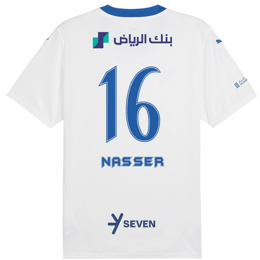 Danxen Kinderen Nasser Al-Dawsari #16 Wit Blauw Uitshirt Uittenue 2024/25 T-Shirt