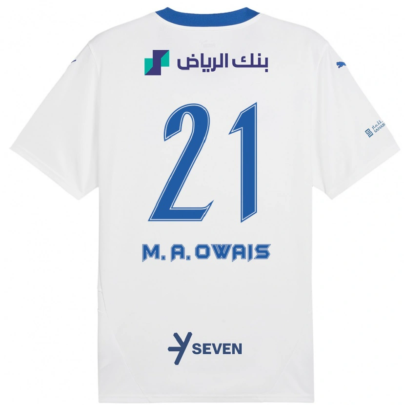 Danxen Kinderen Mohammed Al-Owais #21 Wit Blauw Uitshirt Uittenue 2024/25 T-Shirt